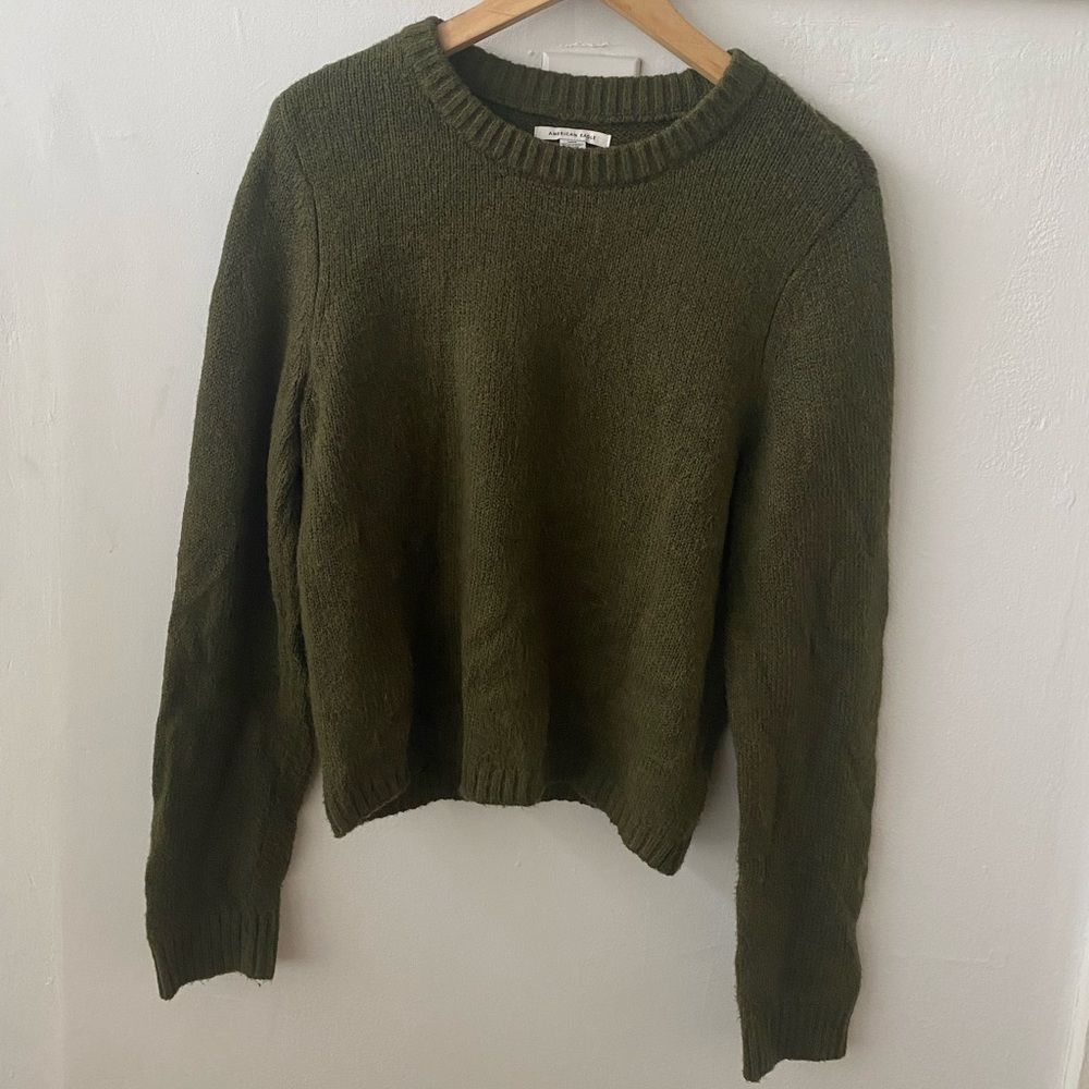 American Eagle High Rise Sweater in Olive Green